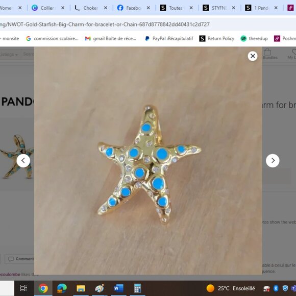 NWOT Gold Starfish Big Charm for bracelet or Chain - Picture 7 of 8
